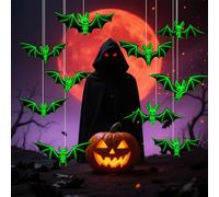 BMYUK 10 Pcs Luminous Hanging Bats Bat Sticker Halloween Decorations for Outdoor Indoor Party Haunted House Tree Porch Yard Decorations Supplies 4 Sizes
