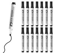 BMYUK 15 Pcs Whiteboard Markers with 1 Eraser Marker Pens for White Board Bullet Tip Dry Wipe Pen for Planner School Office Glass Black Assorted Colours (Black)