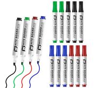 BMYUK 15 Pcs Whiteboard Markers with 1 Eraser Marker Pens for White Board Bullet Tip Dry Wipe Pen for Planner School Office Glass Black Assorted Colours (Multicolor)