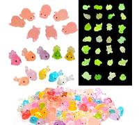 BMYUK 150 Pcs Luminous Mini Resin Animals Panda Bamboo Miniature Rabbit Glow in The Dark Tiny Toy Animal for Fairy Gardens Aquariums & DIY Micro Landscapes