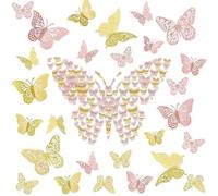 BMYUK 72 Pcs 3D Butterfly Wall Stickers 3 Styles Stereoscopic Hollow for Wedding Decorations Girls Bedroom Birthday Party Holiday Decoration Stickers (Mixed Color)