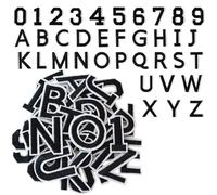 BMYUK 72 Pieces Iron on Letters and Numbers Patches Alphabet A-Z Number 0-9 Embroidered Patche Applique for Hat Socks Jeans Clothes Dress and Other Apparel DIY Accessories (Black)