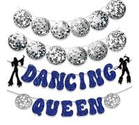 BMYUK Dancing Queen Party Decorations Glitter Disco Ball Banner for Bachelorette Party Bridal Shower Parties Supplies Set