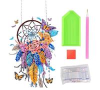 BMYUK Diamond Art Kit Dream Catcher Acrylic Board Arts and Crafts Toy Presents for Windows Garden Decorations Wind Chime (16x23cm)
