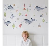 BMYUK Glow in The Dark Ocean Fish Wall Stickers Whale Seaweed Wall Stickers Kids Bedroom Living Room Bathroom Wall Decor