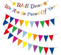 BMYUK Graduation Decorations Congratulations Banner Hanging Garland Retirement Grad Party Decor We Are So Proud of You Party Supplies Colorful Well Done Banners