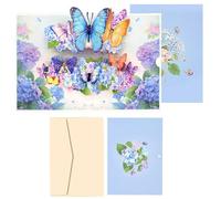 BMYUK Pop Up Birthday Cards for Women 3d Butterfly Greeting Card Attach A Delicate Envelope for Mothers Day Anniversary Thank You Christmas Greeting Mum Daughter Sister Girlfriend (Blue)