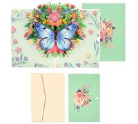 BMYUK Pop Up Birthday Cards for Women 3d Butterfly Greeting Card Attach A Delicate Envelope for Mothers Day Anniversary Thank You Christmas Greeting Mum Daughter Sister Girlfriend (Green)
