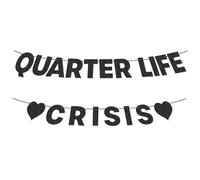 BMYUK Sursurprise 25th Birthday Decorations for Women Quarter Life Crisis Birthdays Decoration Happy 25th Birthday Party Supplies Black