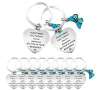 BMYUK10 Pcs Inspirational Keychains butterfly Keyring Gifts for Women Motivational Encouragement Thank You Gift Best Motivationa Keychain for Mother's Day Birthday Christmas Teacher Friends (Blue)