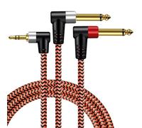 BMZFYBS 3.5mm to 6.35mm Cable,Youii 3.5mm 1/8" TRS to Dual 6.35mm 1/4" TS Mono Right Angle Stereo Y-Cable Splitter Cord Compatible for iPhone, iPod, CD Players,Home Stereo Systems. (10m)