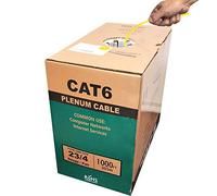 BN Cables 550MHZ CAT6 Plenum Cable 1000ft Blue, DSX- 8000 Certified 23AWG 4Pair, Solid Network Cable Unshielded Twisted Pair (UTP), Available in 7 Colors (Cat6 Plenum Cable, Yellow, 1000ft)