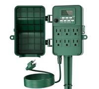 BN-LINK 7 Day Heavy Duty Outdoor Digital Stake Timer, 6 Outlets, Weatherproof, BNC-U3S, Perfect for Outdoor Lights, Sprinklers, Christmas Lights