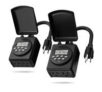 BN-LINK 7 Day Programmable Digital Timer Outdoor Waterproof 2 Grounded Electrical Outlets for Christmas Lights, 15A, 1/2 HP, ETL Listed