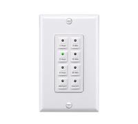 BN-LINK Countdown Digital Wall Timer with Push Button 5-15-30-60 Minutes 2-4 Hours for Bathroom Fan Wall Light Timer Neutral Required Wall Plate White