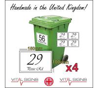 (BN005 Vivaldi Italic) Custom Bin Stickers House Street Name A6 4 Pack