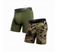 BN3TH Men's Classic Icon 3-D Pouch Boxer Briefs - Breathable, Anti-Chafing, Ultra-soft, No-Roll Waistband, 6.5" Inseam (2pk), Bronze Green/Camo Green, M