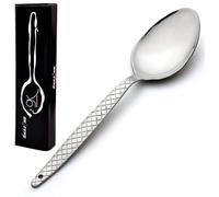 BNAZIND Chef Kunz Spoon Regular | 18/10 Silver Stainless Steel Serving Sauce Spoon | 9 inch 2.5 Tbsp Basting, Quenelle, Cooking,Plating, Dinner Chef Spoons with Non-Slip Grip