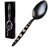 BNAZIND Gray Kun Spoon | Shiny Black 18/10 Stainless Steel Plating Spoon | 9 Inch Basting Spoon | Quenelle Chef Spoon |Cooking Utensils Spoon | Dinner Serving Spoon, BNZ-SP013