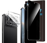 BNBUKLTD 2 Pack Privacy Screen Protector for Xiaomi Poco X6 Pro 5G, 2 Tempered Glass Film + 2 Camera Lens Protector, 9H Hardness, Anti-Scratch, Case Compatible, Anti-Spy Glass Protection