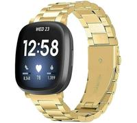BNBUKLTD Compatible For Fitbit Versa 3 / Fitbit Sense Strap Replacement Metal Band Strap Wrist Smart Watch Band Adjustable Stainless Steel Wirst Band (Gold)