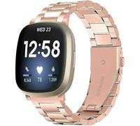 BNBUKLTD Compatible For Fitbit Versa 3 / Fitbit Sense Strap Replacement Metal Band Strap Wrist Smart Watch Band Adjustable Stainless Steel Wirst Band (Rose Gold)