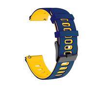 BNBUKLTD Compatible For Samsung Galaxy Watch 3 41mm/42mm/ Watch Active/2/ Watch4 40mm/44mm/ Classic 42mm 46mm/ Watch 5 40/44mm/5 Pro 45mm Strap Silicone Wrist Smart Watch Band (Navy Blue / Yellow)