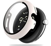 BNBUKLTD Compatible with Google Pixel Watch Case Screen Protector Cover PC Ultra-Thin Overall Protective Cover Full All-Around HD Protective Bumper (White)