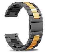 BNBUKLTD For Huami Amazfit BIP/BIP Lite/Amazfit GTR 42mm / GTS/GTS 2 / BIP U/BIP S Strap Replacement Metal Band Strap Wrist Smart Watch Band Adjustable Stainless Steel (Black/Gold)