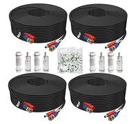 BNC Cable 150ft 4 Pack Aimyzii BNC Video Power Cable,Security Camera Cable for CCTV Camera DVR Security Systems(Included 8X BNC Adapters,100 Pcs Cable Clips)-Black