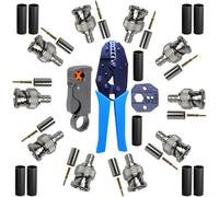 BNC Crimping Tool & RG58 BNC Connector Kit - 10-Pack BNC Male Crimp Connectors + BNC Crimper + Interchangeable Dies + Coax Stripper + Heat Shrink - for CCTV, AV Installations