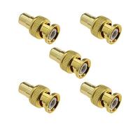 BNC Male Plug to RCA Female Jack Adapter Gold Plated RF Coaxial Connector Coupler for Radio Electronic Equipments Pack of 5