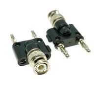 BNC Male to Two Dual 4mm Banana Binding Post Connector Adapter Coaxial Connector Adapter Splitter 1M2M