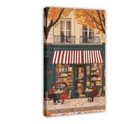 BNCEDJK Autumn Paris Cafe - Cozy Fall Canvas Poster Bedroom Decor Landscape Decor Gift 16x24inch(40x60cm)
