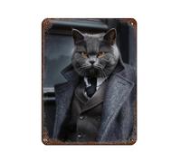 BNCEDJK Britisch Kurzhaar Mafia Boss, Tin Sign Vintage Metal Pub Club Cafe Bar Home Wall Art Decoration Poster Retro 12x16inch(30x40cm)