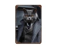 BNCEDJK Britisch Kurzhaar Mafia Boss, Tin Sign Vintage Metal Pub Club Cafe Bar Home Wall Art Decoration Poster Retro 8x12inch(20x30cm)