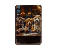 BNCEDJK Dogs Playing Poker Tin Sign Vintage Metal Pub Club Cafe Bar Home Wall Art Decoration Poster Retro 8x12inch(20x30cm)