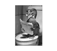 BNCEDJK Duck Sitting on The Toilet Reading A Newspaper Canvas Poster Wall Art Print Picture Paintings 12x18inch(30x45cm)