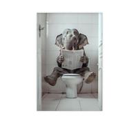 BNCEDJK Elephant Sitting on The Toilet Reading A Newspaper Canvas Poster Bedroom Decor Landscape Decor Gift 12x18inch(30x45cm)