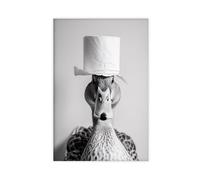 BNCEDJK Funny Bathroom Duck with A Toilet Paper Roll on Head, Canvas Poster Bedroom Decor Landscape Decor Gift 12x18inch(30x45cm)
