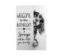 BNCEDJK Funny English Springer Spaniel Dog Welcome To The Bathroom, Canvas Poster Bedroom Decor Landscape Decor Gift 12x18inch(30x45cm)