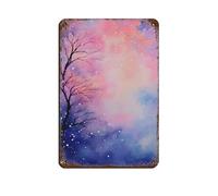 BNCEDJK Glittering Snowy Night Skies With Cotton Candy Tin Sign Vintage Metal Pub Club Cafe Bar Home Wall Art Decoration Poster Retro 8x12inch(20x30cm)