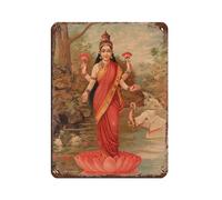 BNCEDJK Lakshmi India Poster Tin Sign Vintage Metal Pub Club Cafe Bar Home Wall Art Decoration Poster Retro 12x16inch(30x40cm)
