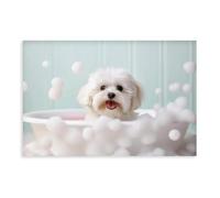 BNCEDJK Maltese Dog Pup in The Bathtub Canvas Poster Bedroom Decor Landscape Decor Gift 12x18inch(30x45cm)
