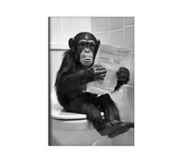 BNCEDJK Monkey Sitting on The Toilet Reading A Newspaper Canvas Poster Wall Art Print Picture Paintings 12x18inch(30x45cm)