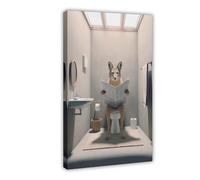 BNCEDJK Photograph of A Jackal Reading The Newspaper on The Toilet Canvas Poster Wall Art Print Picture Paintings 08x12inch(20x30cm)