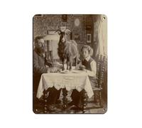 BNCEDJK Quirky Victorian Family Dining with Their Goat Tin Sign Vintage Metal Pub Club Cafe Bar Home Wall Art Decoration Poster Retro 12x16inch(30x40cm)