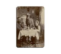 BNCEDJK Quirky Victorian Family Dining with Their Goat Tin Sign Vintage Metal Pub Club Cafe Bar Home Wall Art Decoration Poster Retro 8x12inch(20x30cm)