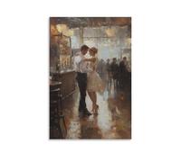 BNCEDJK Romantic Dance - Intimate Couple Oil Painting Canvas Poster Bedroom Decor Landscape Office Room Decor Gift 24x36inch(60x90cm)