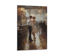 BNCEDJK Romantic Dance - Intimate Couple Oil Painting Canvas Poster Bedroom Decor Landscape Office Room Decor Gift 20x30inch(50x75cm)